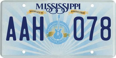 MS license plate AAH078