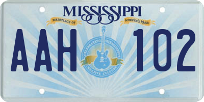 MS license plate AAH102