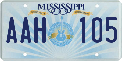 MS license plate AAH105