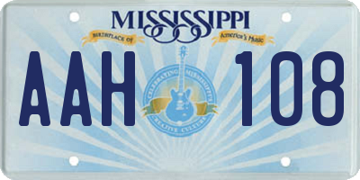 MS license plate AAH108