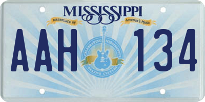 MS license plate AAH134