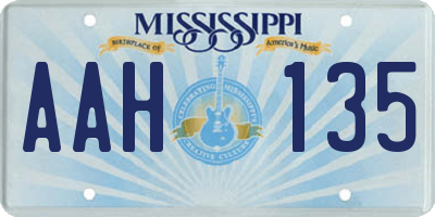 MS license plate AAH135