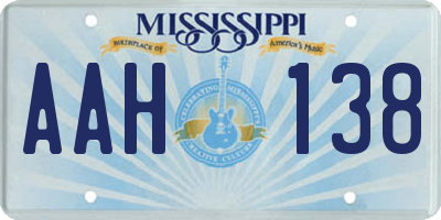 MS license plate AAH138