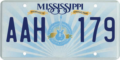 MS license plate AAH179