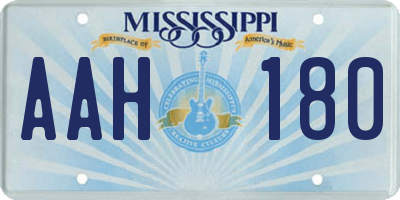 MS license plate AAH180