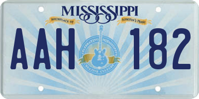 MS license plate AAH182