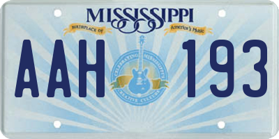 MS license plate AAH193