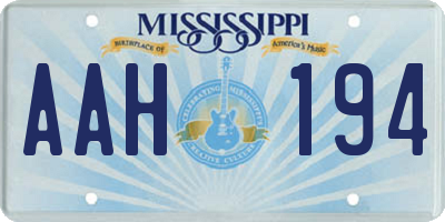 MS license plate AAH194