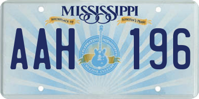 MS license plate AAH196