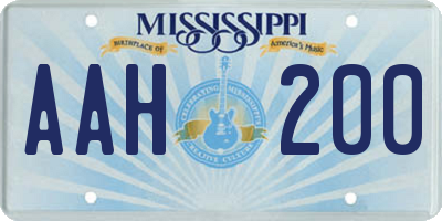 MS license plate AAH200