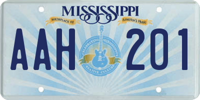 MS license plate AAH201