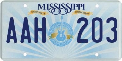 MS license plate AAH203