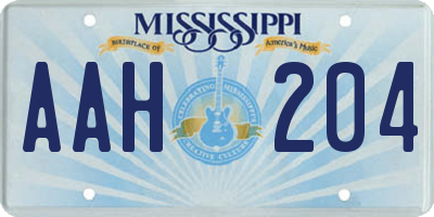 MS license plate AAH204