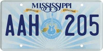 MS license plate AAH205