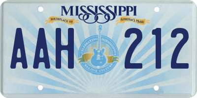 MS license plate AAH212