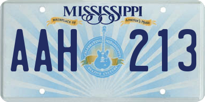 MS license plate AAH213