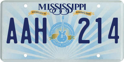 MS license plate AAH214