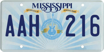 MS license plate AAH216