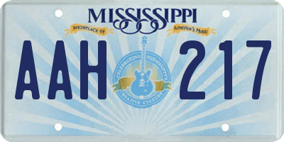 MS license plate AAH217