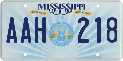 MS license plate AAH218