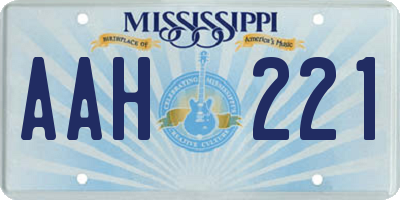 MS license plate AAH221