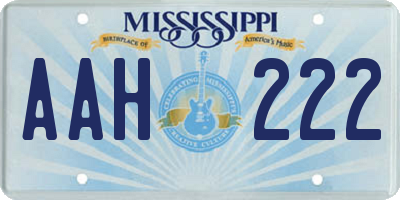 MS license plate AAH222