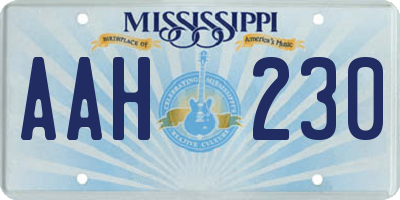 MS license plate AAH230