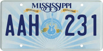 MS license plate AAH231