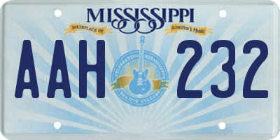 MS license plate AAH232