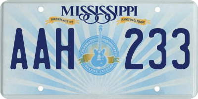 MS license plate AAH233