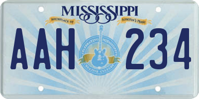 MS license plate AAH234