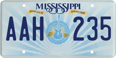 MS license plate AAH235