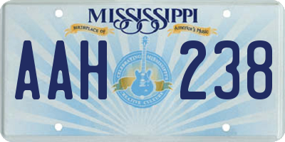 MS license plate AAH238