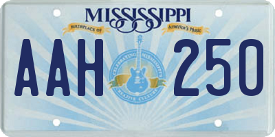 MS license plate AAH250