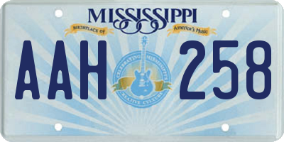 MS license plate AAH258