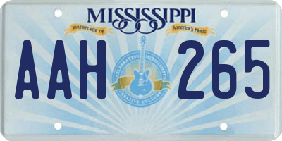 MS license plate AAH265