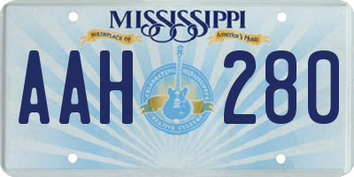 MS license plate AAH280