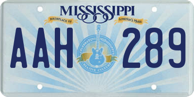 MS license plate AAH289