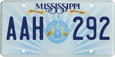 MS license plate AAH292