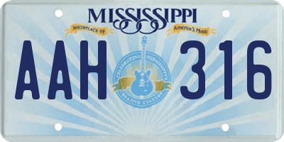 MS license plate AAH316