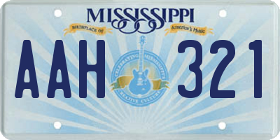 MS license plate AAH321