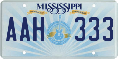 MS license plate AAH333