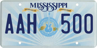 MS license plate AAH500