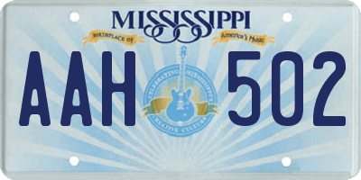 MS license plate AAH502