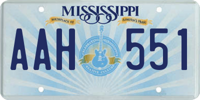 MS license plate AAH551