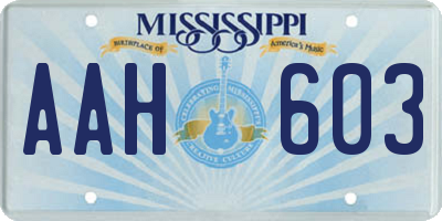 MS license plate AAH603