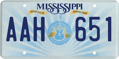 MS license plate AAH651