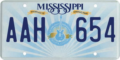 MS license plate AAH654