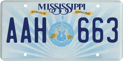 MS license plate AAH663