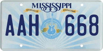 MS license plate AAH668